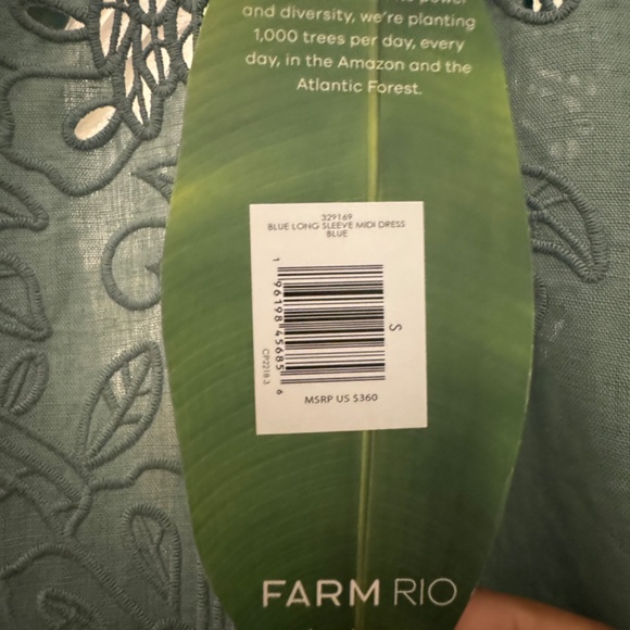 FARM RIO Elegant Embroidered Mint Green Maxi Dress, new w tags, S - Picture 7 of 10